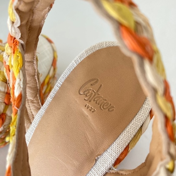 NWOT Castaner Adara Platform Raffia Yellow & Orange Braided Heels Sz 41 - Picture 5 of 9